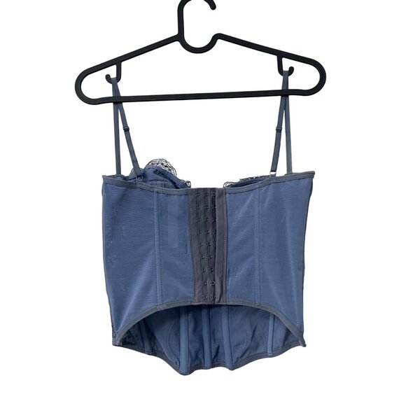 Urban Outfitters Out From Under Slate Blue Modern Love Lace Corset Size Medium - Picture 5 of 5